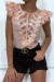 Top rose avec dentelle devant et volant aux épaules | 5,69 $ | OKKO MODE