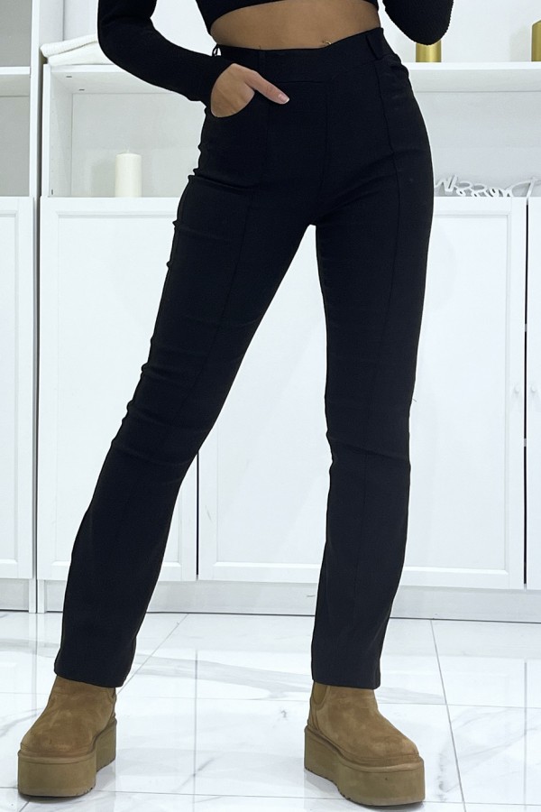 Jean slim noir extensible à taille haute évasé aux pieds - 1