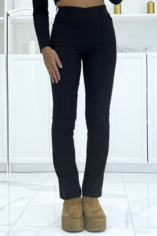 Jean slim noir extensible à taille haute évasé aux pieds - 2