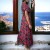 Longue robe croisé motif fleuris rouge | 12,97 $ | OKKO MODE