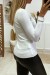 Suéter blanco cuello en V tejido elástico suave - Moda femenina | 2,73 $ | OKKO MODE