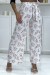 Calça Branca Estampada com Flores - Modelo Palazzo | 6,69 $ | OKKO MODE