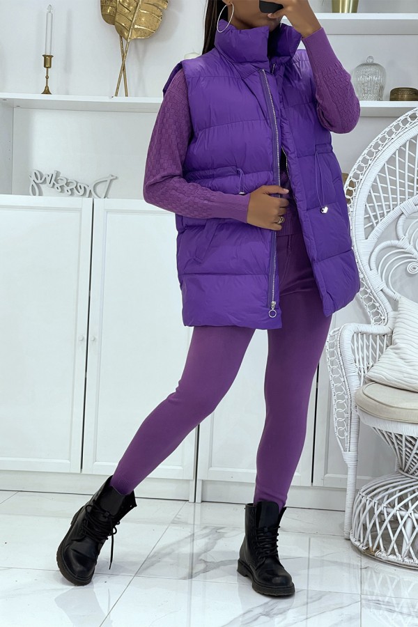 Ensemble d'hiver 3 pièces violet doudoune et jogging côteléStyle casual chic et cocooning - 4