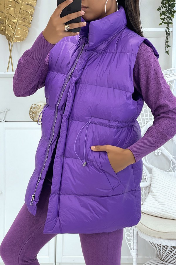 Ensemble d'hiver 3 pièces violet doudoune et jogging côteléStyle casual chic et cocooning - 7