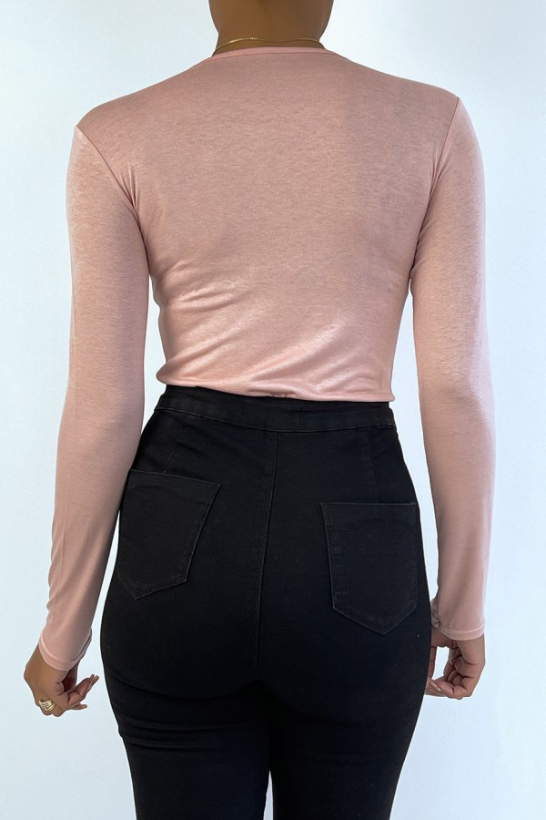 Sous pull rose en col rond et manches longues - 4