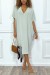 Robe vert deau mi longue à fente au dos | 19,12 $ | OKKO MODE