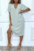 Robe vert deau mi longue à fente au dos | 19,12 $ | OKKO MODE