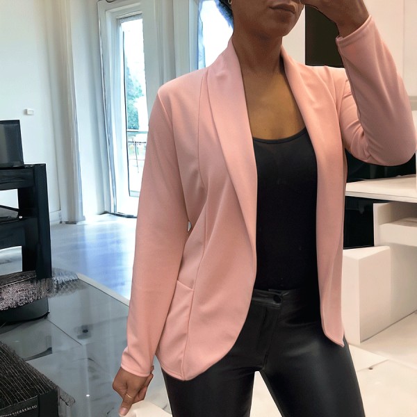 Veste Blazer rose col châle avec poches. Blazer femme 1526