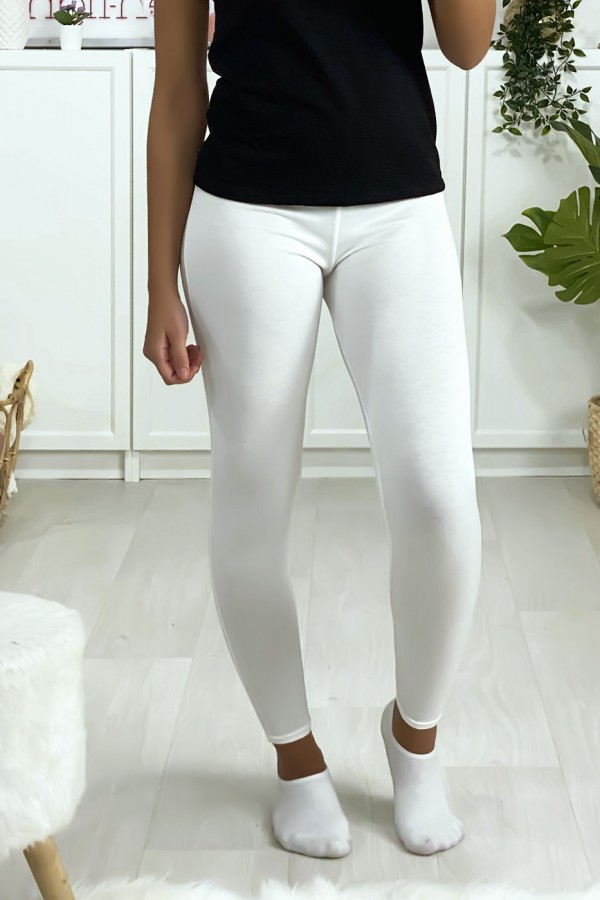 Leggings uni basique couleur blanche - 1