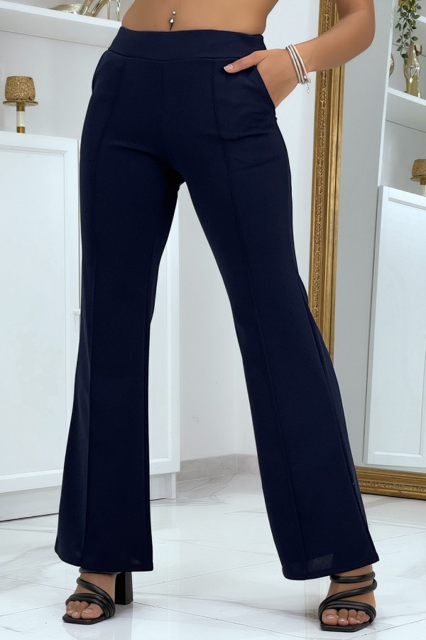 Pantalon patte d'éléphant bleu marine - 3