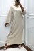 Beige Long Sweater Dress with Round Neck | $20.48 | OKKO MODE