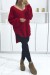 Pull rouge asymétrique en tricot à col V et manches bouffantes | 18,03 € | OKKO MODE
