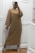 Vestido longo de lã com gola redonda - cor caramelo | 20,48 $ | OKKO MODE