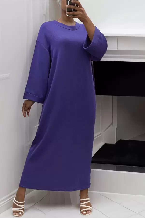 Vestido largo morado cuello redondo - Elegancia en tu guardarropa