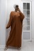 Vestido largo marrón cuello en V | 22,96 $ | OKKO MODE