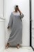 Cozy Gray Oversized Sweater Dress - Round Neck Style | $20.48 | OKKO MODE