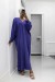 Vestido longo de tricô com decote em V - roxo | 22,96 $ | OKKO MODE