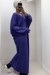 Vestido longo de tricô com decote em V - roxo | 22,96 $ | OKKO MODE