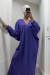 Vestido longo de tricô com decote em V - roxo | 22,96 $ | OKKO MODE