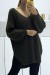 Pull kaki asymétrique en tricot à col V - Doux et tendance | 19,54 $ | OKKO MODE