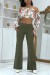 Khaki Flared Leg Pants | €11.34 | OKKO MODE
