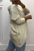 Sweat beige à capuche style asymétrique et loose avec fermeture sur le côté | 16,98 $ | OKKO MODE