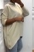 Sweat beige à capuche style asymétrique et loose avec fermeture sur le côté | 16,98 $ | OKKO MODE