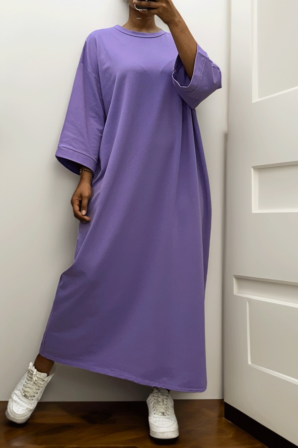 Longue robe over size en coton lilas très épais - 6