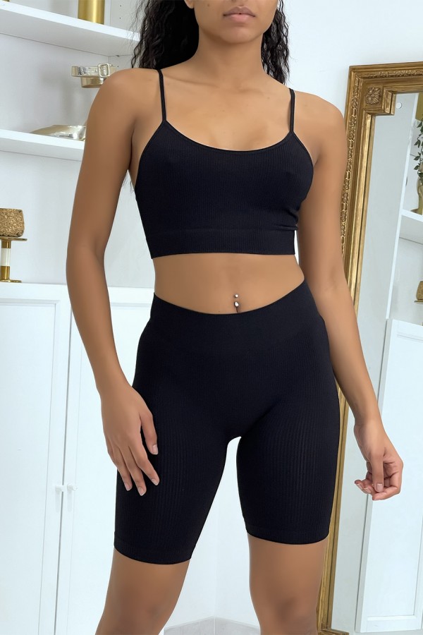 Ensemble moulant noir crop top - 4