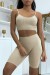 Beige Crop Top Set, Enganliegendes Ensemble - E-Commerce SEO Experte | 13,65 $ | OKKO MODE