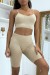 Beige Crop Top Set, Enganliegendes Ensemble - E-Commerce SEO Experte | 13,65 $ | OKKO MODE
