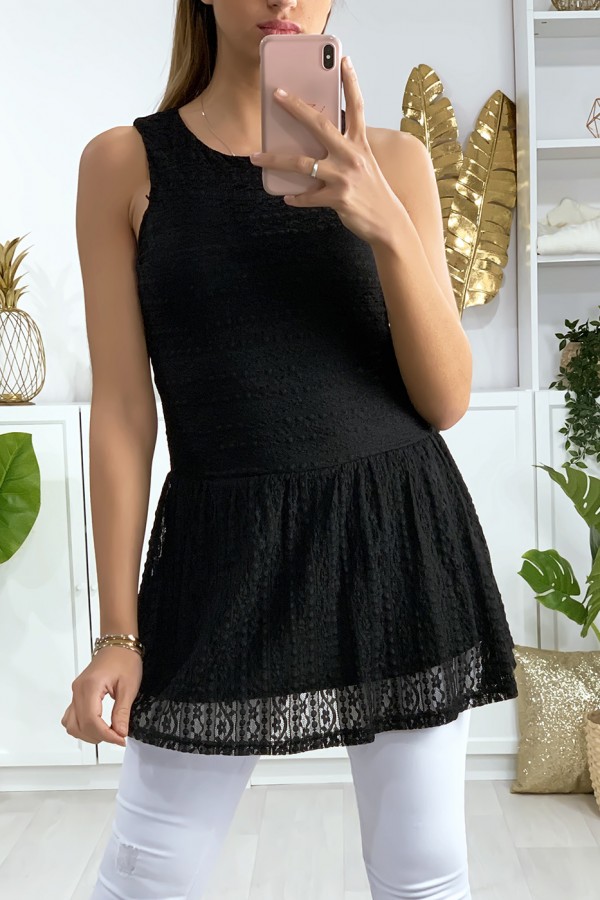 Robe tunique en dentelle noir avec fermeture au dos - 4