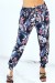 Pantalón negro estampado hojas y plumas - Mujer | 6,69 $ | OKKO MODE