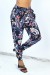 Pantalón negro estampado hojas y plumas - Mujer | 6,69 $ | OKKO MODE