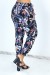Pantalón negro estampado hojas y plumas - Mujer | 6,69 $ | OKKO MODE