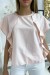 Blouse rose à volant avec trois boutons à lépaules | $3.41 | OKKO MODE