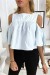 Blouse crop top bleu avec noeuds | 4,20 € | OKKO MODE