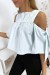 Blouse crop top bleu avec noeuds | 4,20 € | OKKO MODE