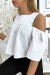 Blouse crop top blanche avec noeuds | $3.41 | OKKO MODE