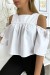 Blouse crop top blanche avec noeuds | $3.41 | OKKO MODE