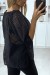 Blouse noir manches bouffante col bateau en matière à trous | 5,69 $ | OKKO MODE