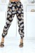 Pantalón negro elástico con estampado de hojas - Talla y tobillos ajustables | 6,69 $ | OKKO MODE