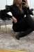 Black Ribbed Top with Ruffle Sleeves | €7.35 | OKKO MODE