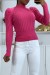 Soft Ribbed Fuchsia High Neck Sweater | €7.35 | OKKO MODE