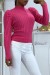 Soft Ribbed Fuchsia High Neck Sweater | €7.35 | OKKO MODE