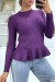 Pull violet côtelé coupe péplum et col haut | 7,96 $ | OKKO MODE