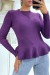 Pull violet côtelé coupe péplum et col haut | 7,96 $ | OKKO MODE