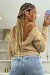Sweater peludo beige con espalda descubierta y detalles de encaje | 10,92 $ | OKKO MODE