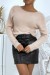 Fluffy Pink Open Back Sweater with Lace Details | €10.08 | OKKO MODE