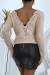 Fluffy Pink Open Back Sweater with Lace Details | €10.08 | OKKO MODE